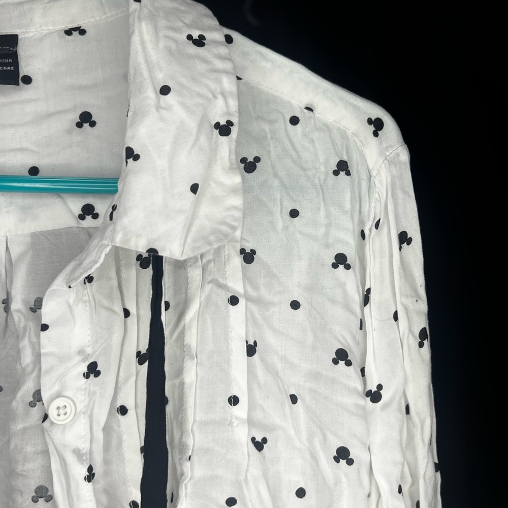 Mickey Mouse polka dot button up with bow